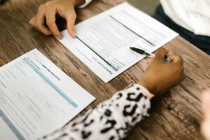 Business owner reviewing a line of credit application